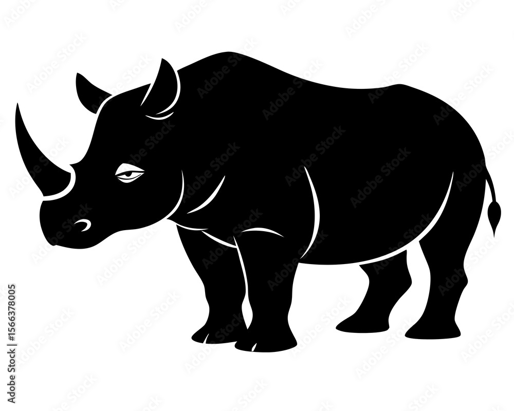Fototapeta premium Robust Rhino Silhouette: rhino black silhouette on transparent background