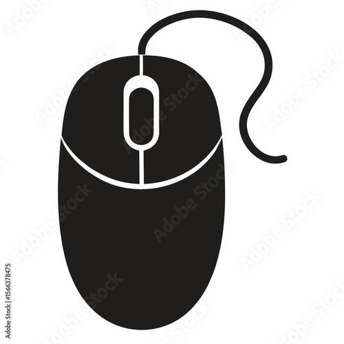 Silhouette of a computer mouse on white background