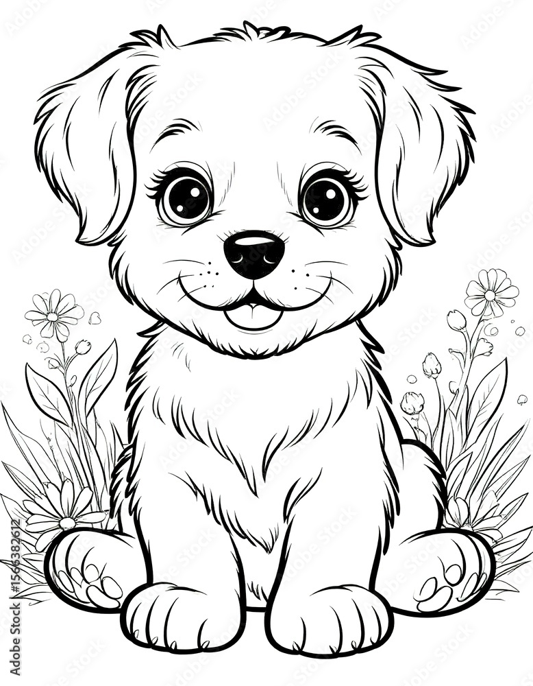 Fototapeta premium cute puppy. childrens coloring book page.