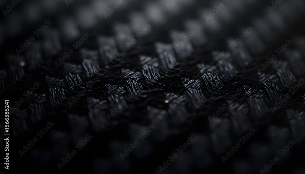 Obraz premium Close-up Macro View of a Black Carbon Fiber Weave Texture.