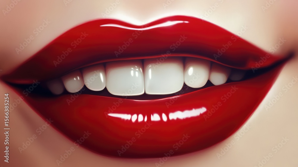 Obraz premium beauty red lips smiling