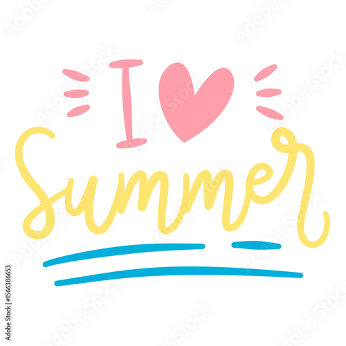 I Love Summer Handwritten Lettering Doodle