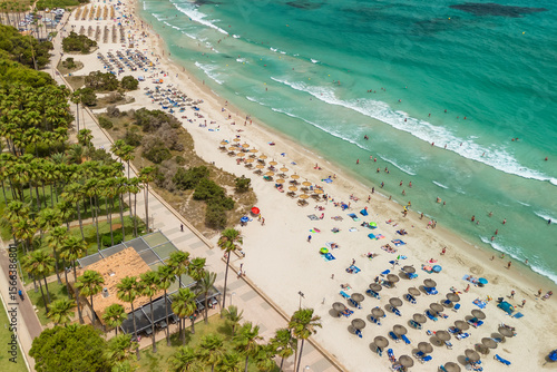 Bild auf Leinwand Aerial view of Platja de sa Coma beach in Mallorca, Balearic Islands, Spain