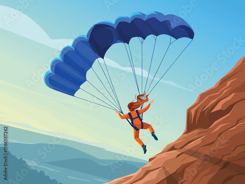 Thrilling Skydiving Adventure Parachuting Over Majestic Mountains