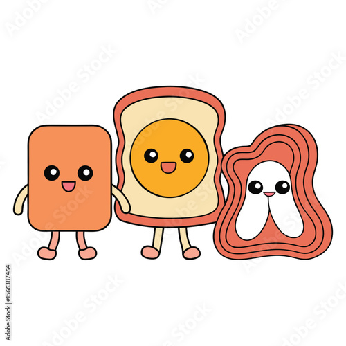 A classic breakfast plate featuring crispy bacon, fluffy scrambled eggs, golden toasted bread, and a refreshing glass of bright orange juice to start your day right.
