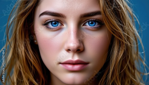 Wallpaper Mural Closeup Portrait of a Young Woman with Blue Eyes and Natural Expression in Studio Lighting Torontodigital.ca