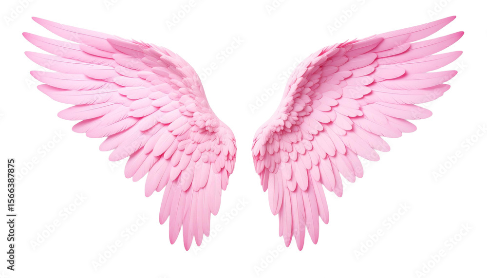 Obraz premium Pink Angel Wings Isolated on White and Transparent Background
