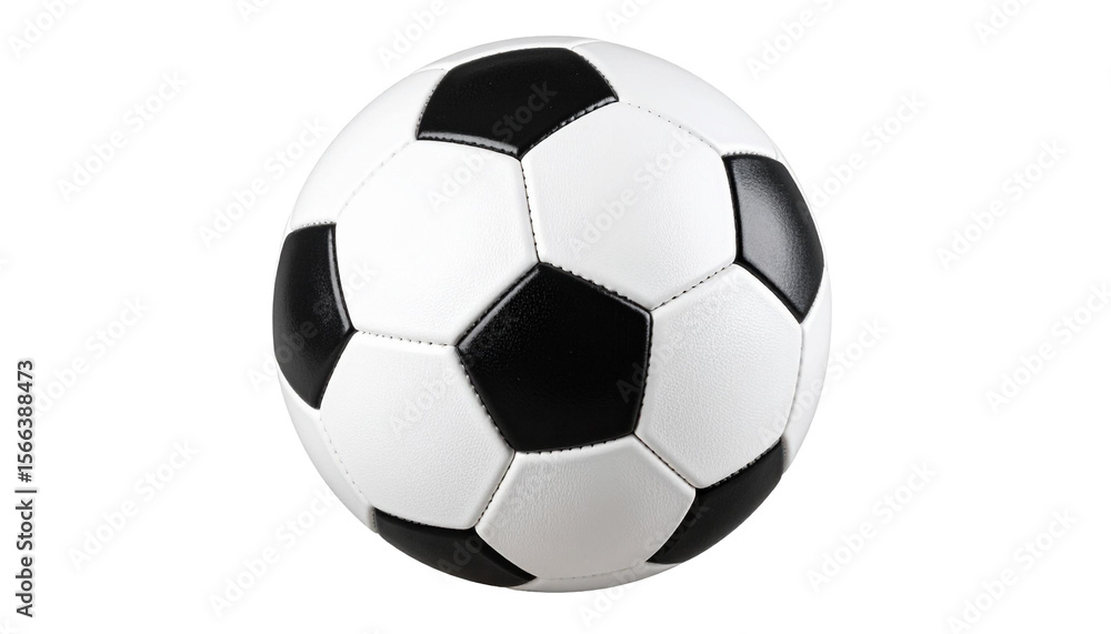 Fototapeta premium Classic Black and White Soccer Ball Isolated on White and Transparent Background