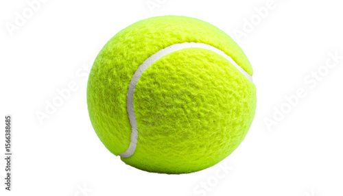 Bright Green Tennis Ball Close Up Isolated on White Background and Transparent Background