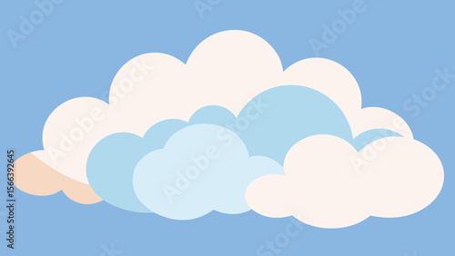 Simplified cloud illustration with layered light blue and white shapes on a blue background