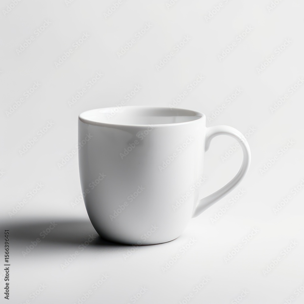 Obraz premium Blank white ceramic mug against a plain background.