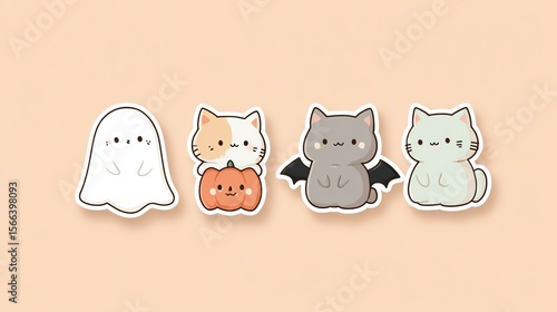 Cute Halloween-themed animal stickers.