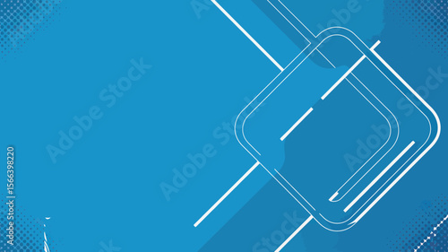A blue background with white lines and a square shape in the upper right corner of the image design