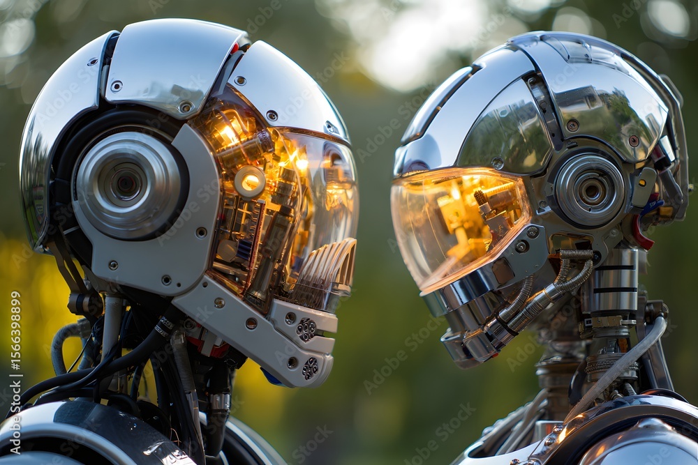 Fototapeta premium Futuristic robot design concept art ai generated androids artificial intelligence art