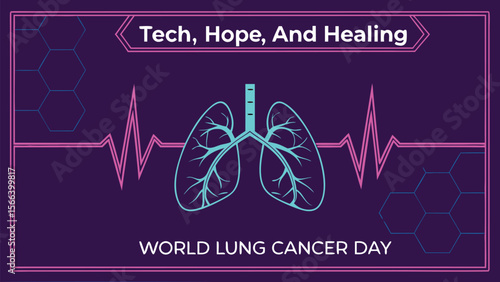 Stylized Light Blue Lung Illustration for World Lung Cancer Day Awareness