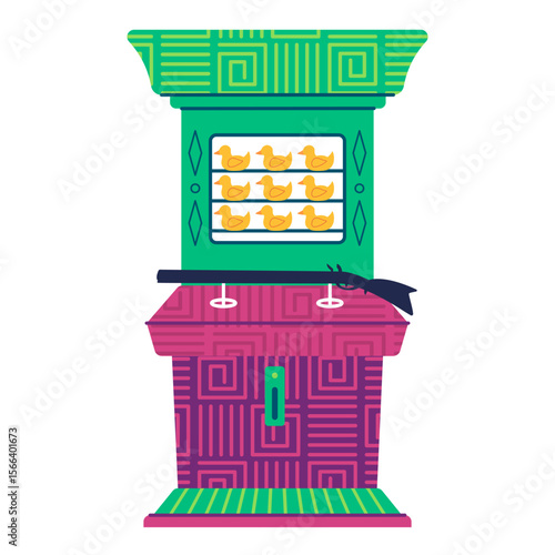 illustration of duck shooting gun target arcade game aiming target of yellow duck