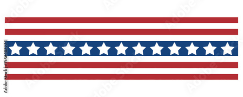 American Flag Background with Red Stripes, Blue Field and White Stars on White