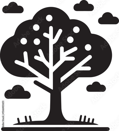 Minimal Tree Silhouette Vector – Clean Nature Icon for Eco Design