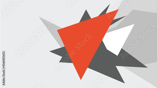 Free Download A geometric composition featuring a prominent red triangle surrounded by gray and white shapes on light gray - GFXLoad