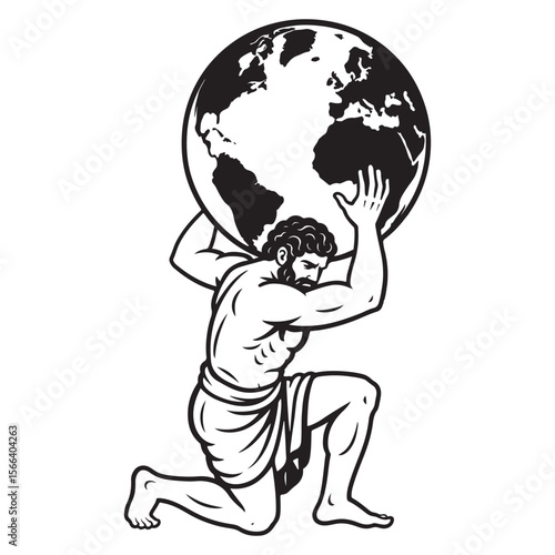 Greek god titan atlas holding planet earth in his hands vector image