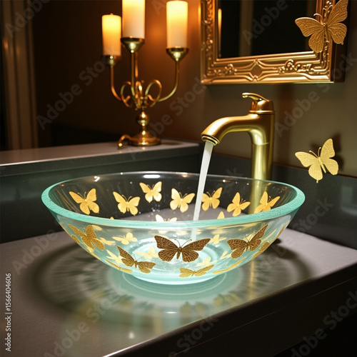 Ai genarate butterfly isolated glass of water