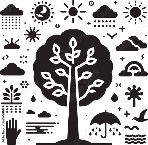 Minimal Tree Silhouette Vector – Clean Nature Icon for Eco Design