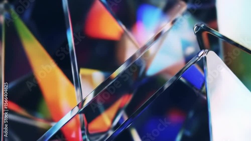 Abstract shapes with refracted light, geometric glass design