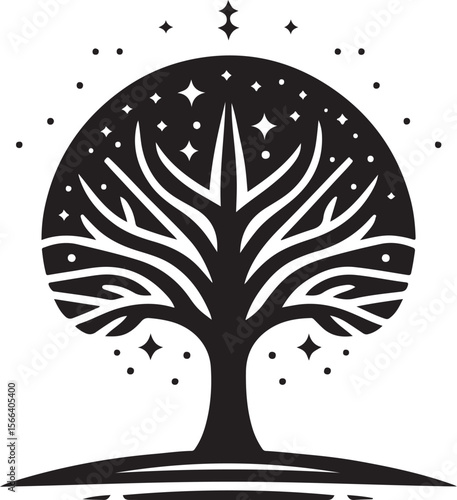 Minimal Tree Silhouette Vector – Clean Nature Icon for Eco Design