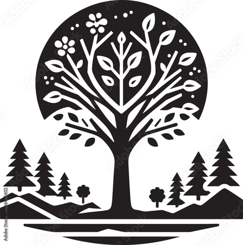 Minimal Tree Silhouette Vector – Clean Nature Icon for Eco Design