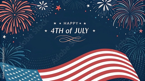 4th of July fireworks celebration with night sky and festive lights in Independence Day background