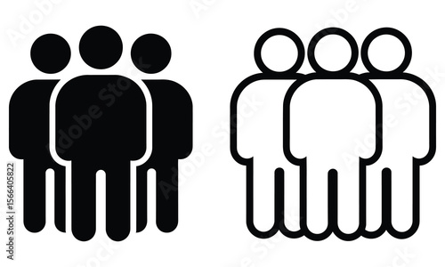 Group of People Icon Black and White Symbol Sign Teamwork on Transparent Background