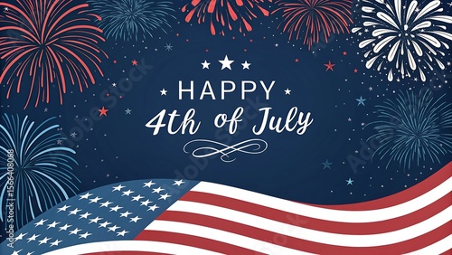 4th of July fireworks celebration with night sky and festive lights in Independence Day background