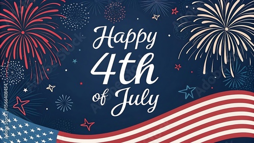 4th of July fireworks celebration with night sky and festive lights in Independence Day background