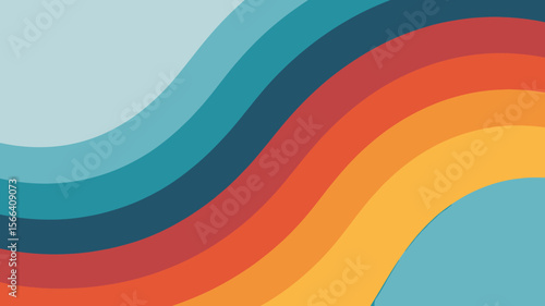 Abstract background featuring wavy lines in shades of blue red orange and yellow color palette