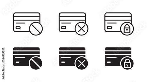 Block credit card icon set. Personal finance security.  representing data security and protection , vector illustration . 