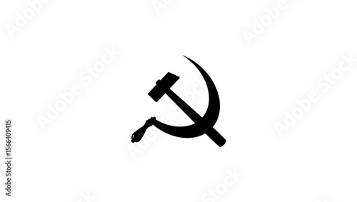 hammer and sickle symbol, black isolated silhouette