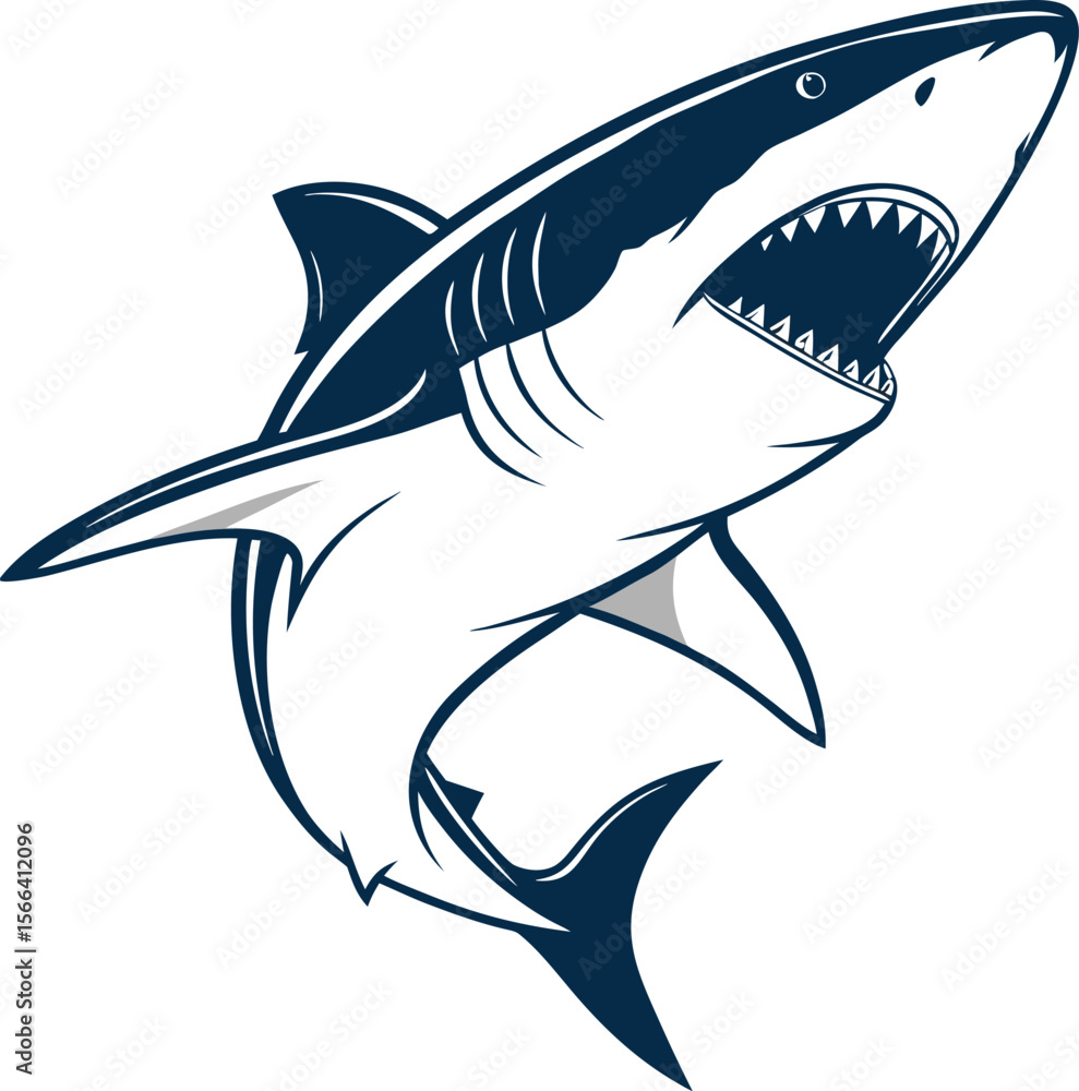 Fototapeta premium minimailst shark vector art illustration 