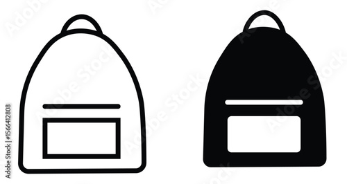 Backpack icons. line and black solid icons. school bag icon set. Backpack collection on white background
