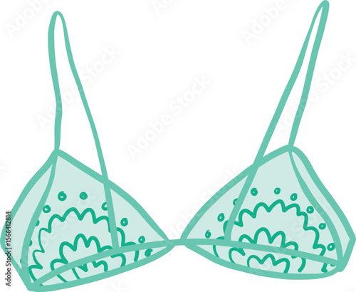 Non Padded contour support bra flatsketch, technical drawing, bralette, flat sketch, fashion technology, tech pack, vector, editable stroke