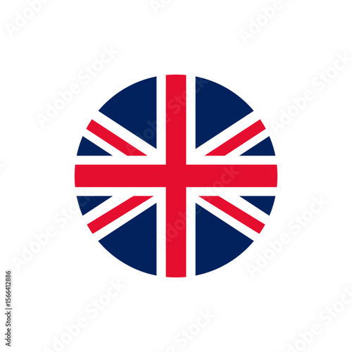 United Kingdom flag round icon isolated on white background