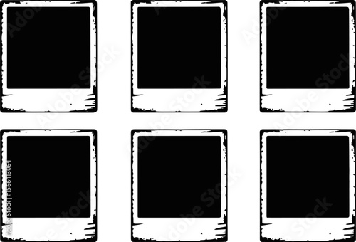 Distressed square frame, grunge border set, hand drawn ink, abstract art template, creative vector design