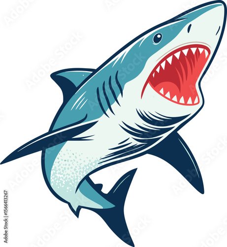 minimailst shark vector art illustration 