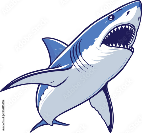 minimailst shark vector art illustration 
