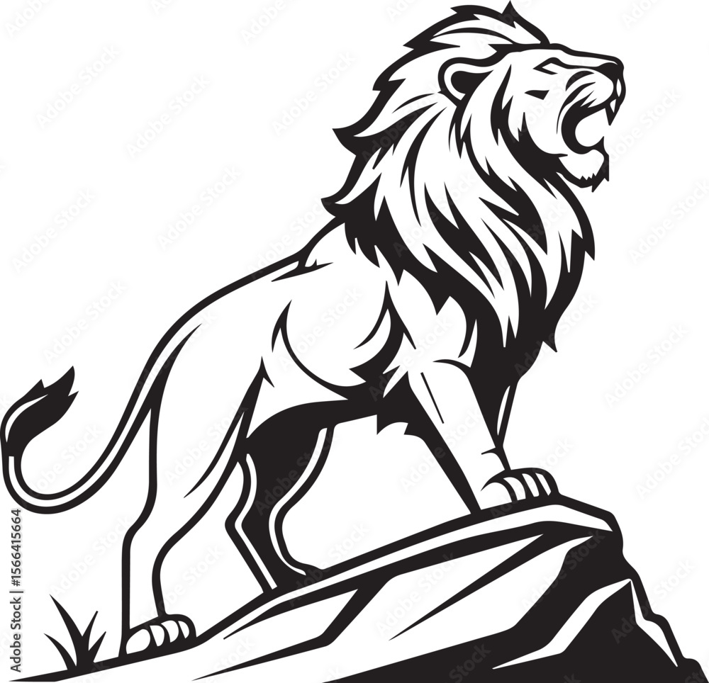 Obraz premium Lion illustration and silhouette style