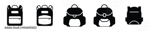 Backpack icon set. Backpack isolated and black solid icons. Backpack glyph icon. Backpack collection on white background
