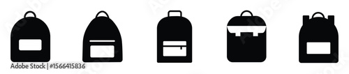 Backpack icon set. Backpack isolated and black solid icons. Backpack glyph icon. Backpack collection on white background
