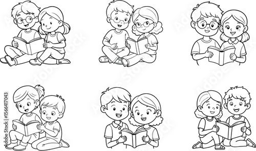 Group of Children Reading Together in an Engaging and Educational Setting