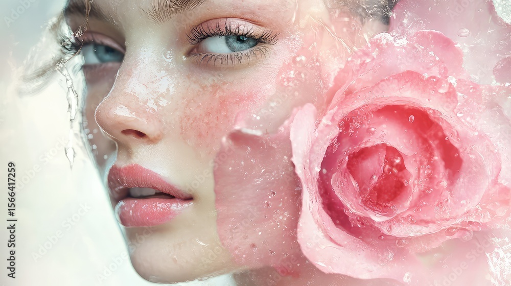 Fototapeta premium portrait blush water color