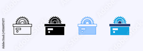 Saw Machine Icon Set Multiple Style Collection