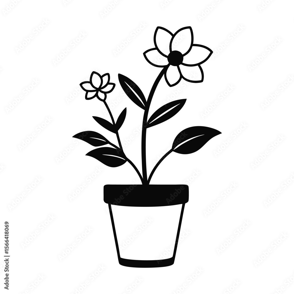 Fototapeta premium flower in pot vector icon isolated on white background